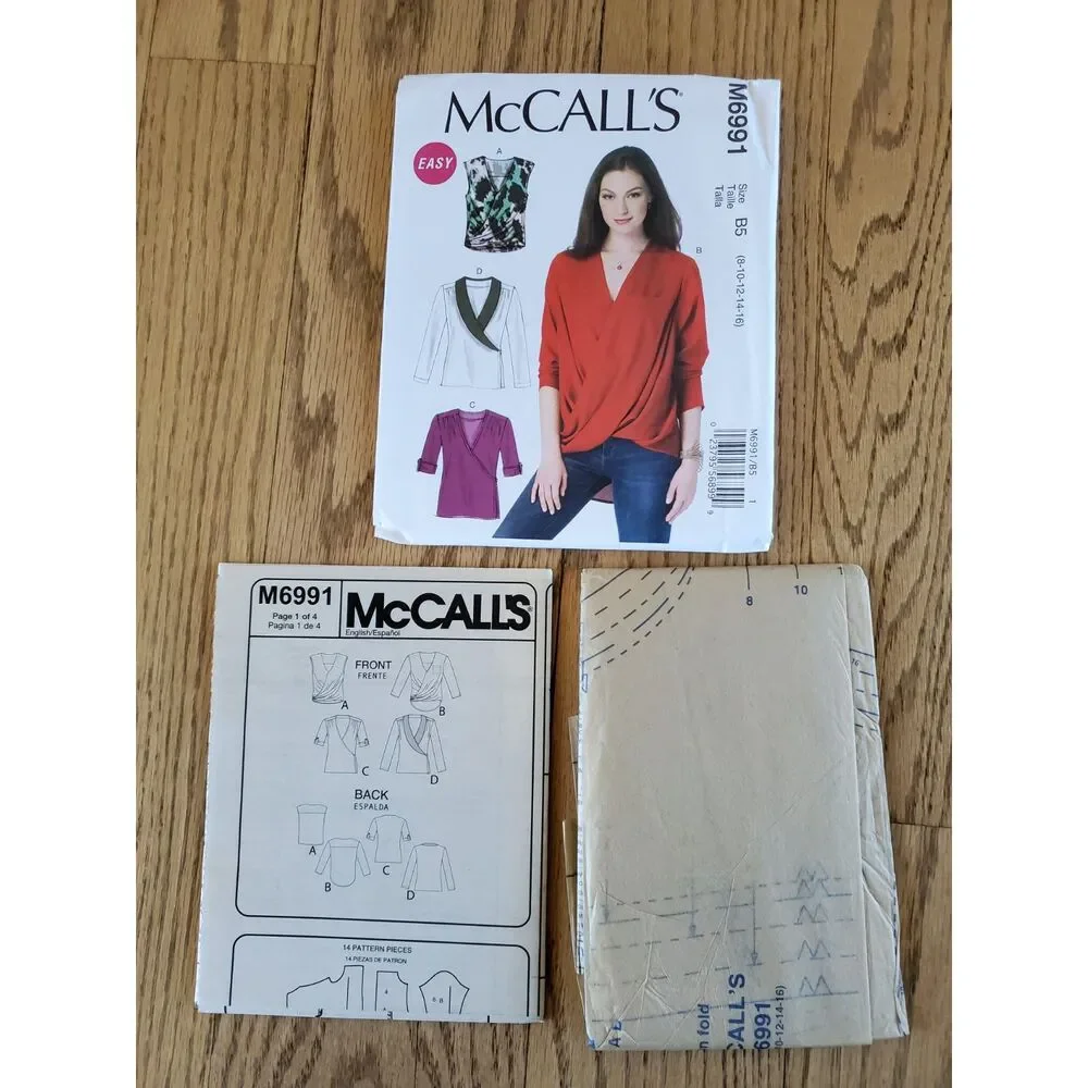 McCall's M6991 Pattern Womens 8-16 Twist Front / WrapTop New Uncut